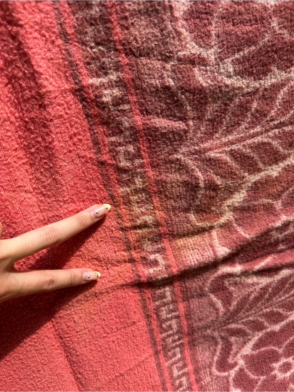 Vintage 50s 60s Pink Double Long Cotton Wool Camp Blanket Cabin Throw - Picture 12 of 14